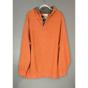 True Nation Sweatshirt Mens 2XL Orange Hooded Henley Pullover DXL Big Tall